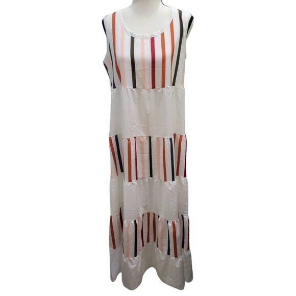 Made with Love Vertical Striped Maxi Sleeveless Dress Size M *New w/defect - Picture 1 of 6